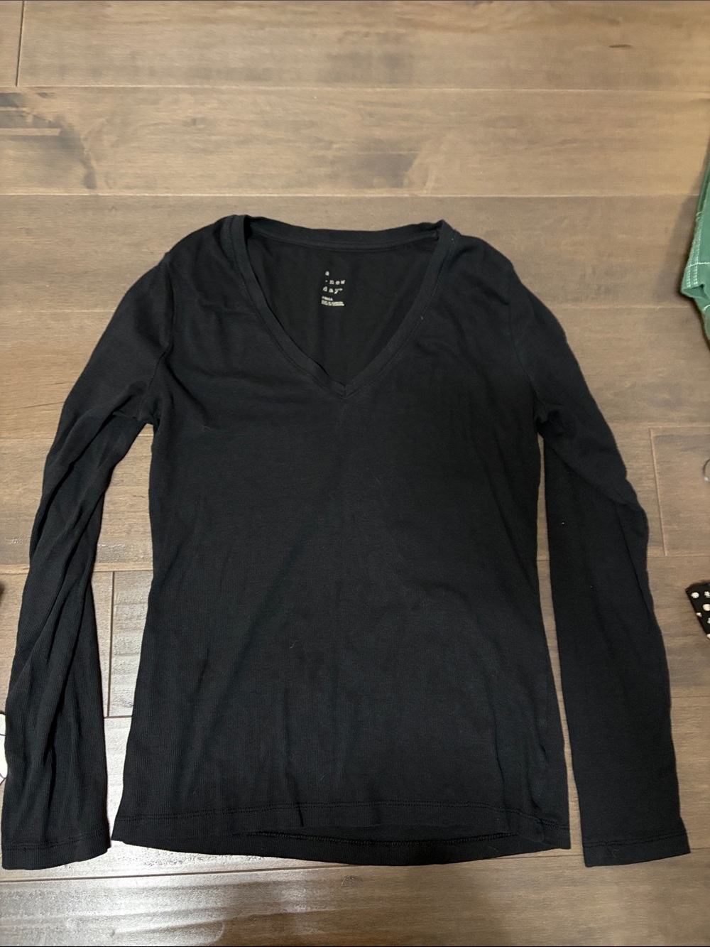 A New Day Black V-Neck Long Sleeve Top
